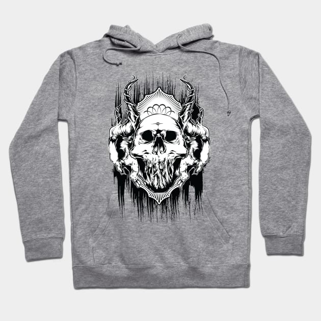 Horned Skull with Crown Halloween Graphic Hoodie by extrinsiceye